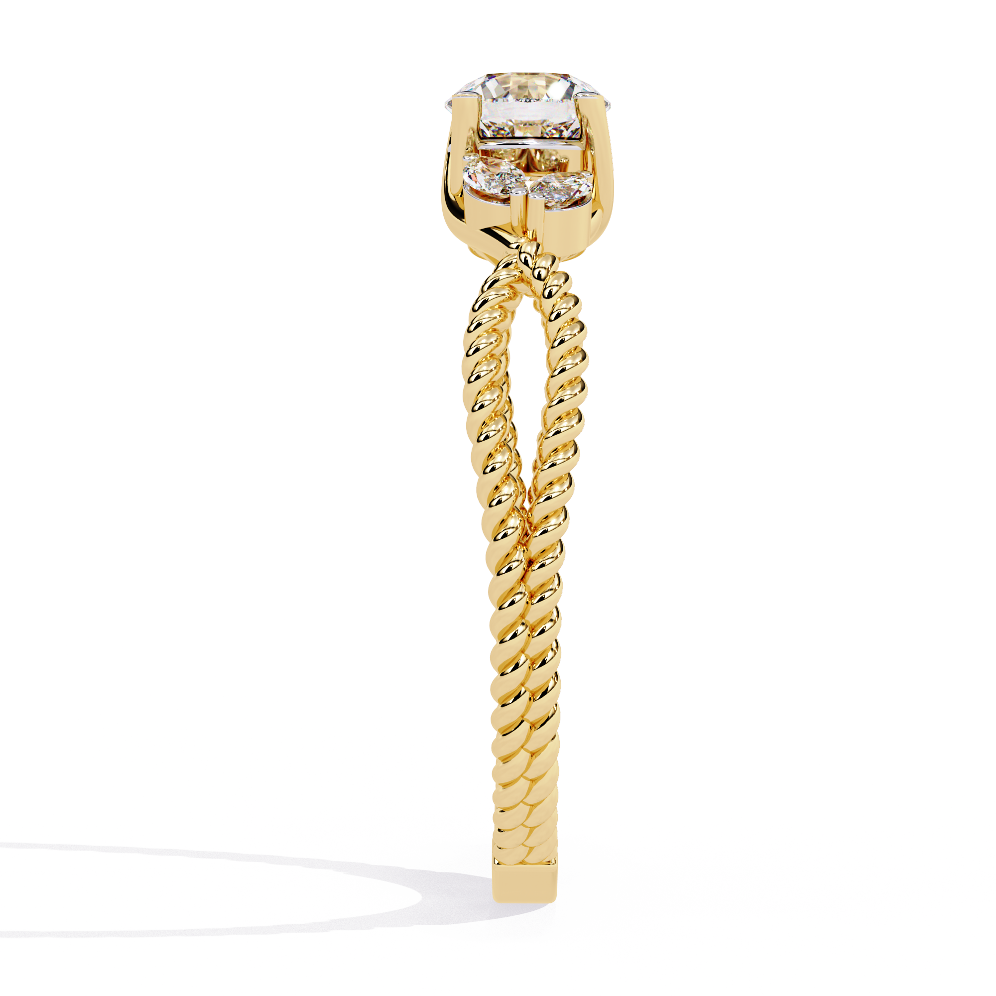 Solitairekart-0.44 CT Lab Grown Diamond Twisted Band Engagement Ring in 14K Gold